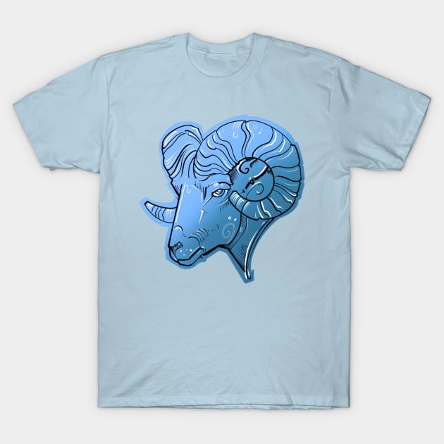 Blue Aries ram design T-Shirt by weilertsen